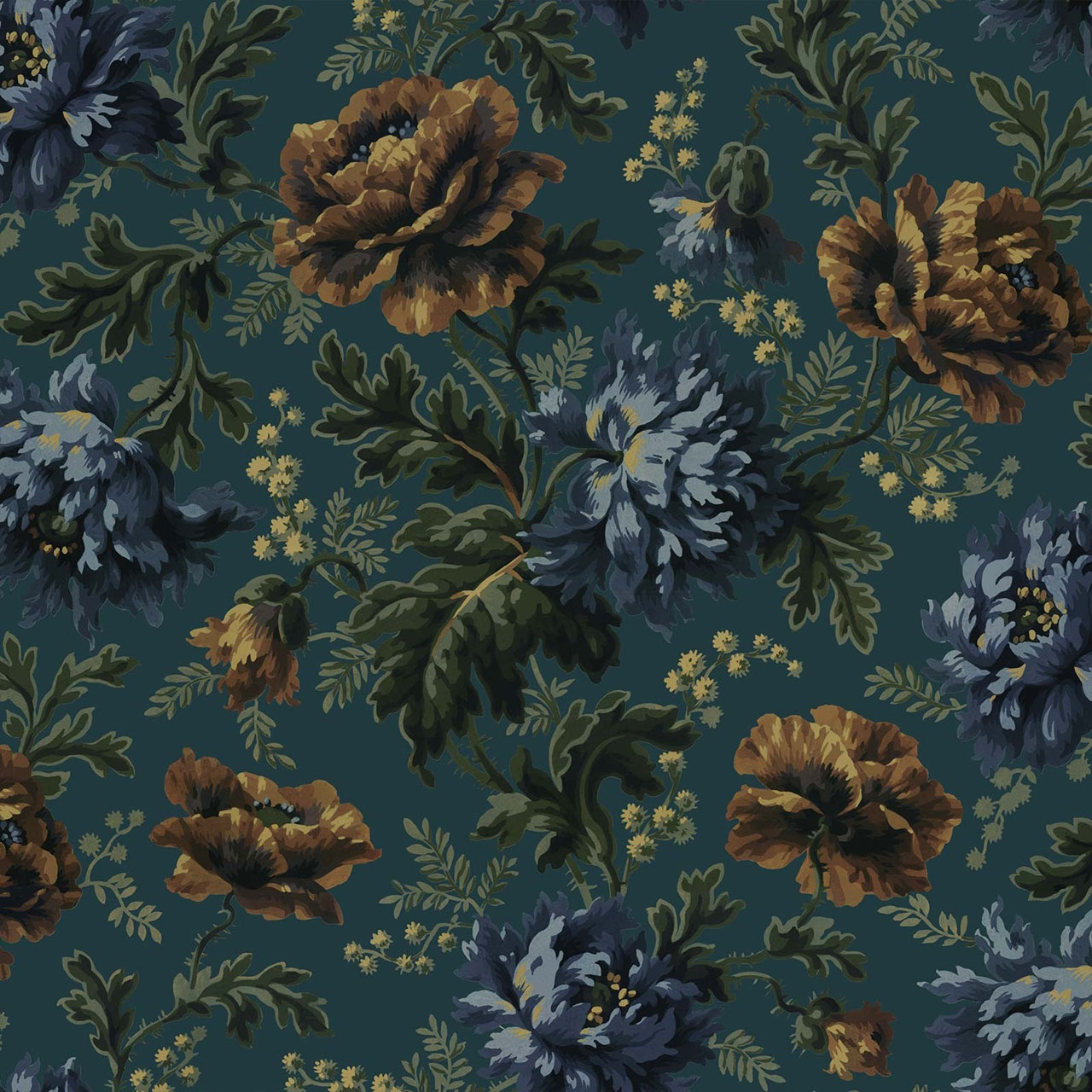 Opia Petrol - House Of Hackney Fabrics - HD Wallpaper 