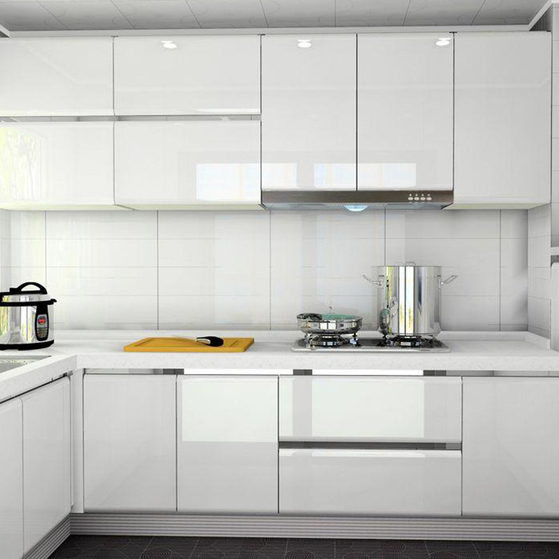 Thicken Solid Color Glossy Metallic Wallpaper Self-adhesive - Modern White Open Kitchen - HD Wallpaper 