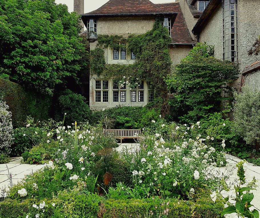 Country House, Villa, Park, Flower Beds, Architecture, - French Garden - HD Wallpaper 