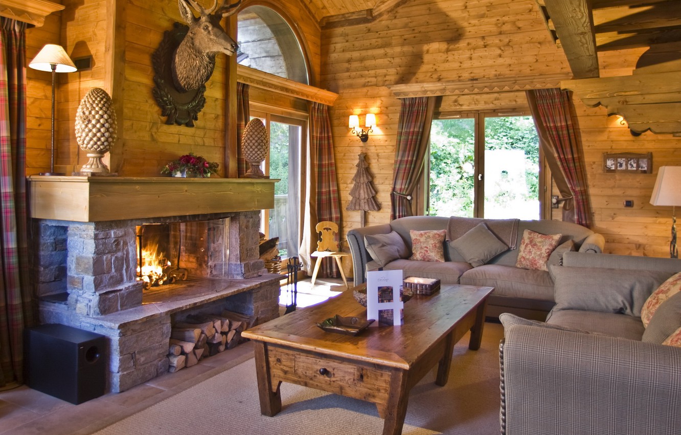 Photo Wallpaper Design, Style, Room, Interior, Fireplace, - Fireplace - HD Wallpaper 