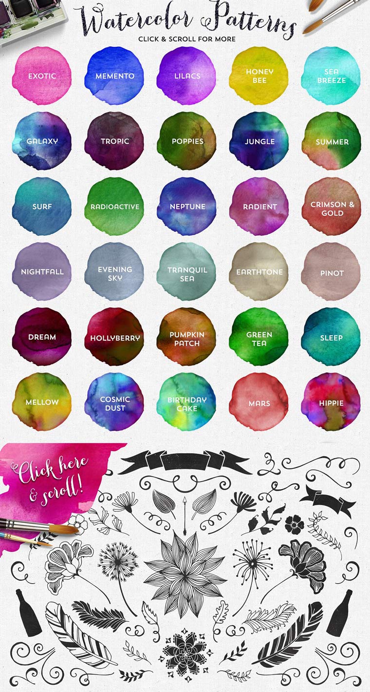 Watercolor Graphics And Styles For Photoshop - Bảng Phấn Mắt Coco Venus - HD Wallpaper 