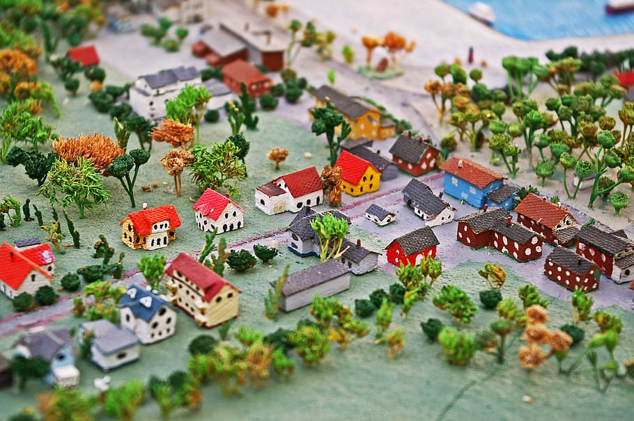 Miniature, Miniature City, Sketch, Mini Houses, Model, - Miniature Of City - HD Wallpaper 