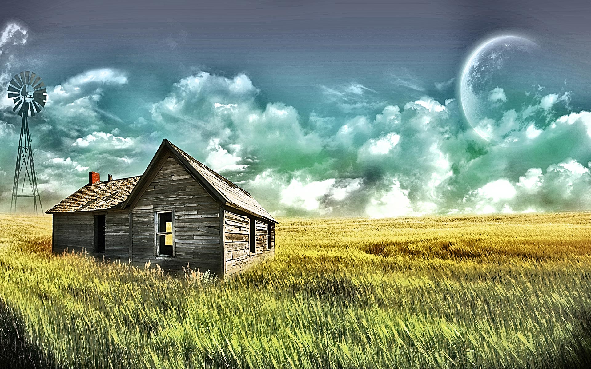 Country Home Wallpapers Group - Lonely House In Field - HD Wallpaper 