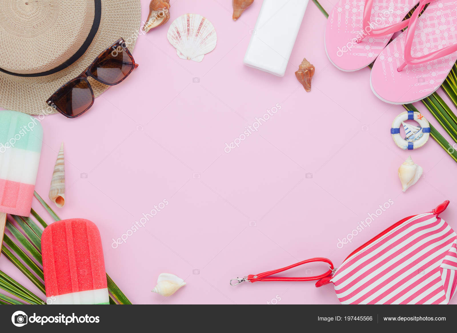 Pink Beach Flat Lay - HD Wallpaper 