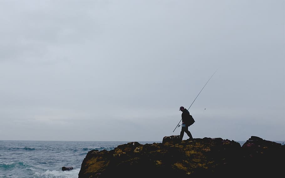 Fisher, Fishing, Fisherman, Sea, Beach, Nature, Life, - Sea - HD Wallpaper 
