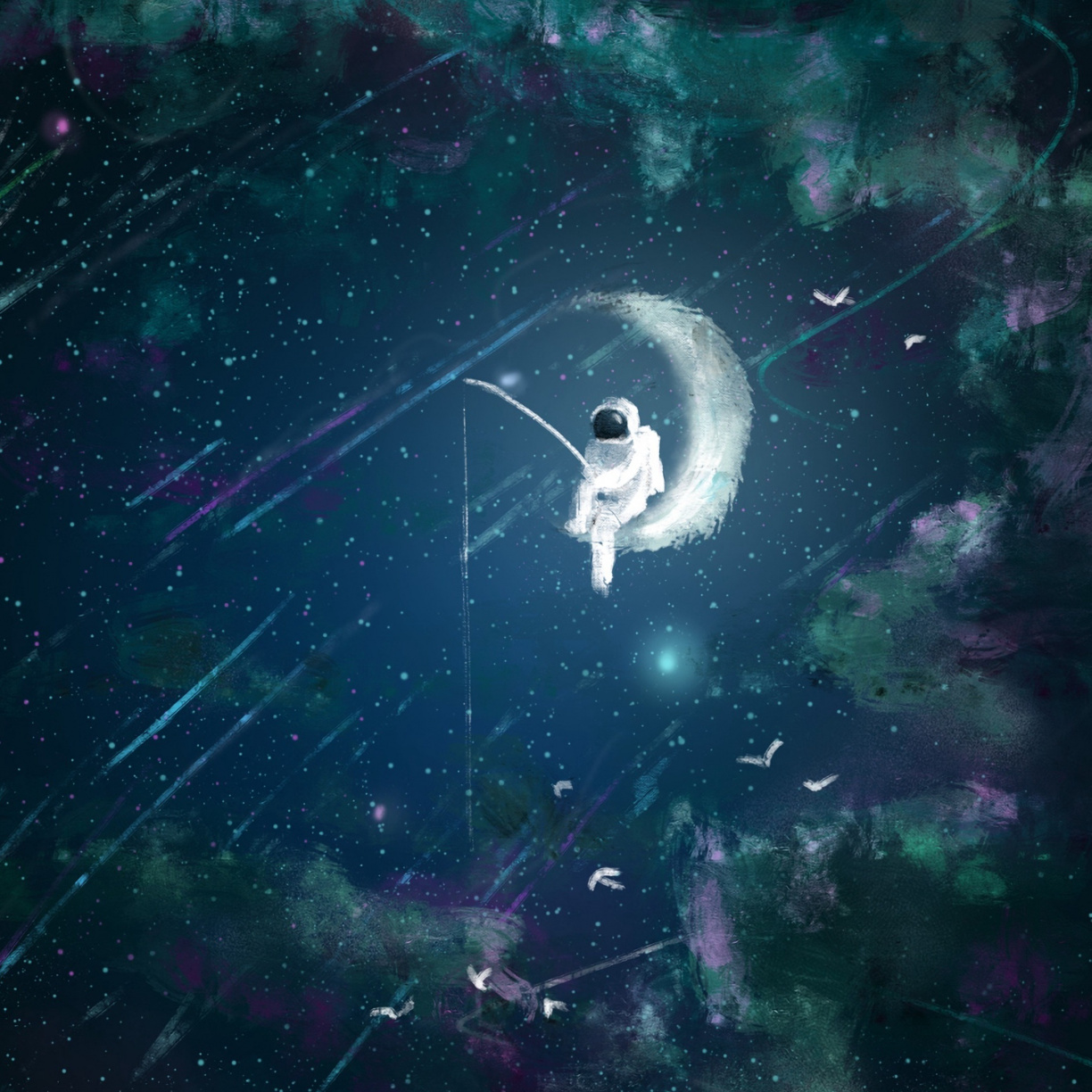Artwork, Astronaut, Moon, Fishing, Wallpaper - Space Fishing Hd - HD Wallpaper 