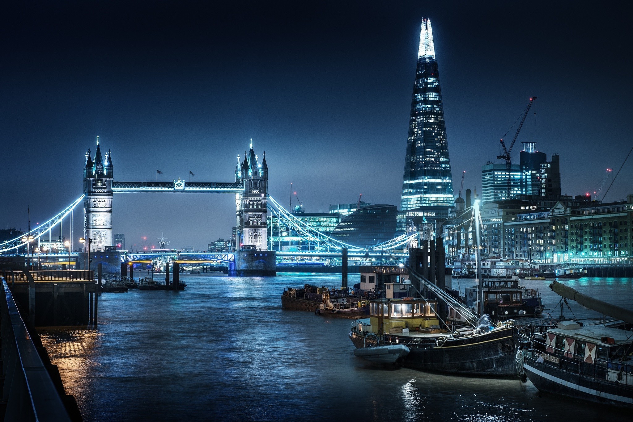 City, Cityscape, Night, Lights, London, London Bridge, - Ship River Thames Night - HD Wallpaper 