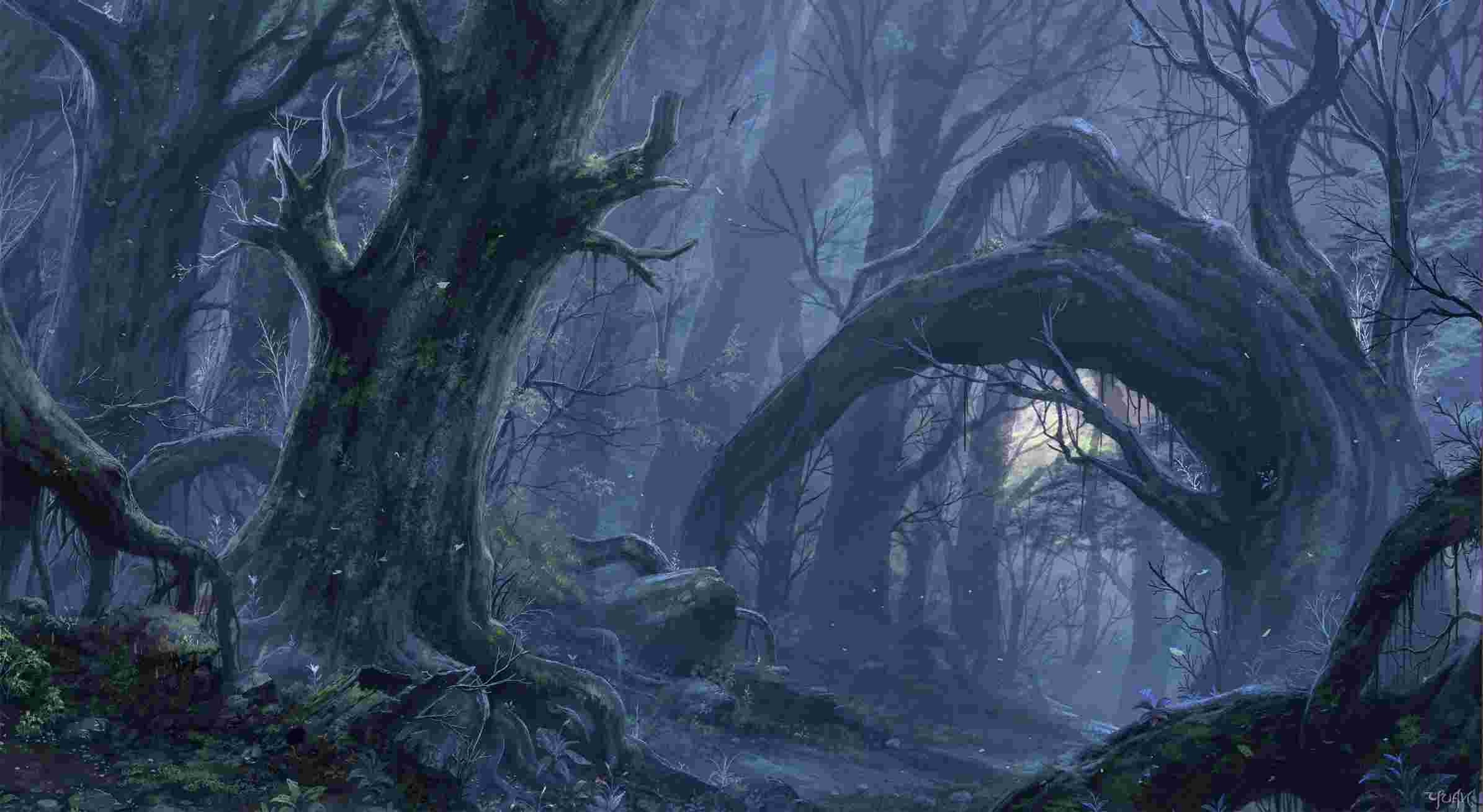 Dark Forest Fantasy Art - HD Wallpaper 