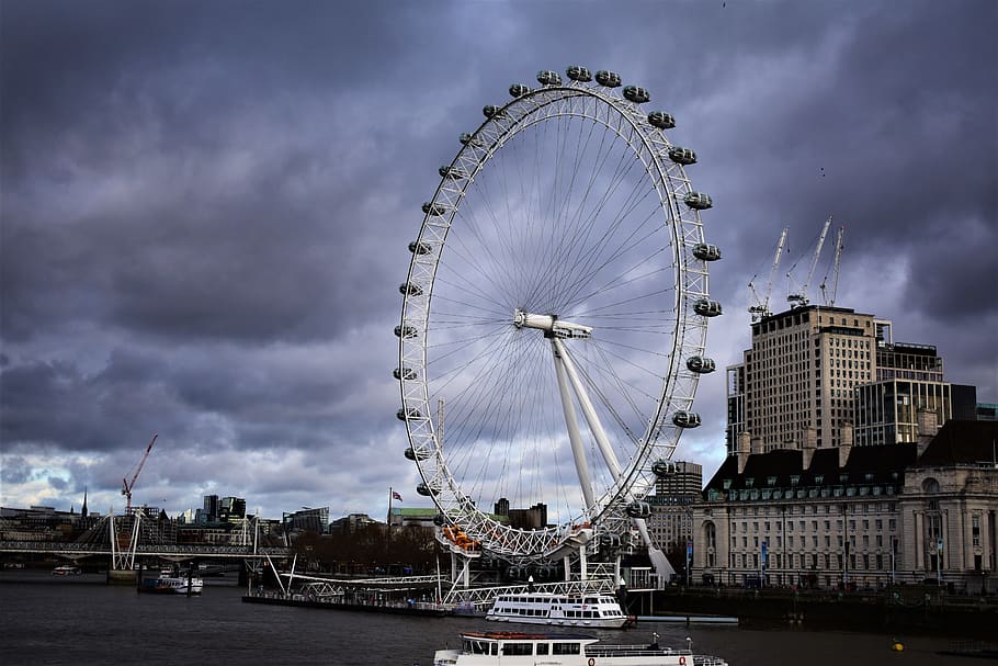 London Eye, London, Ferris Wheel, Thames River, Amusement - London Eye - HD Wallpaper 