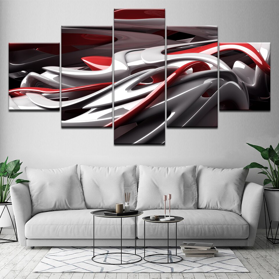 Red And White Abstract - HD Wallpaper 