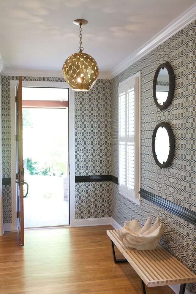 Entryway Wallpaper Entry Contemporary With Wood Flooring - Interior Design - HD Wallpaper 