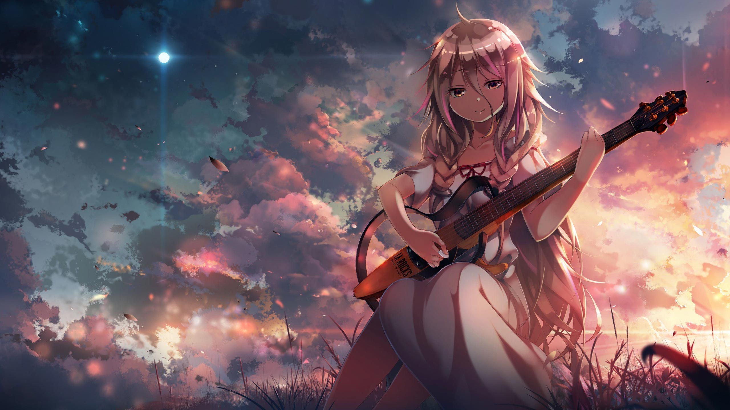 Free Cute Anime Girl Playing Guitar, Computer Desktop - Anime Girl Playing Guitar - HD Wallpaper 