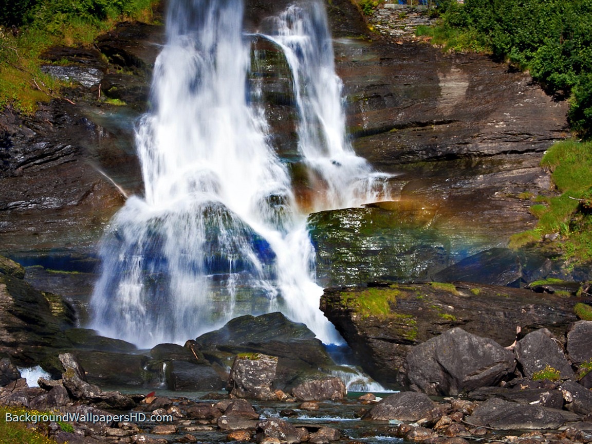 Rainbow Waterfall Hd Wallpaper - Waterfall - HD Wallpaper 