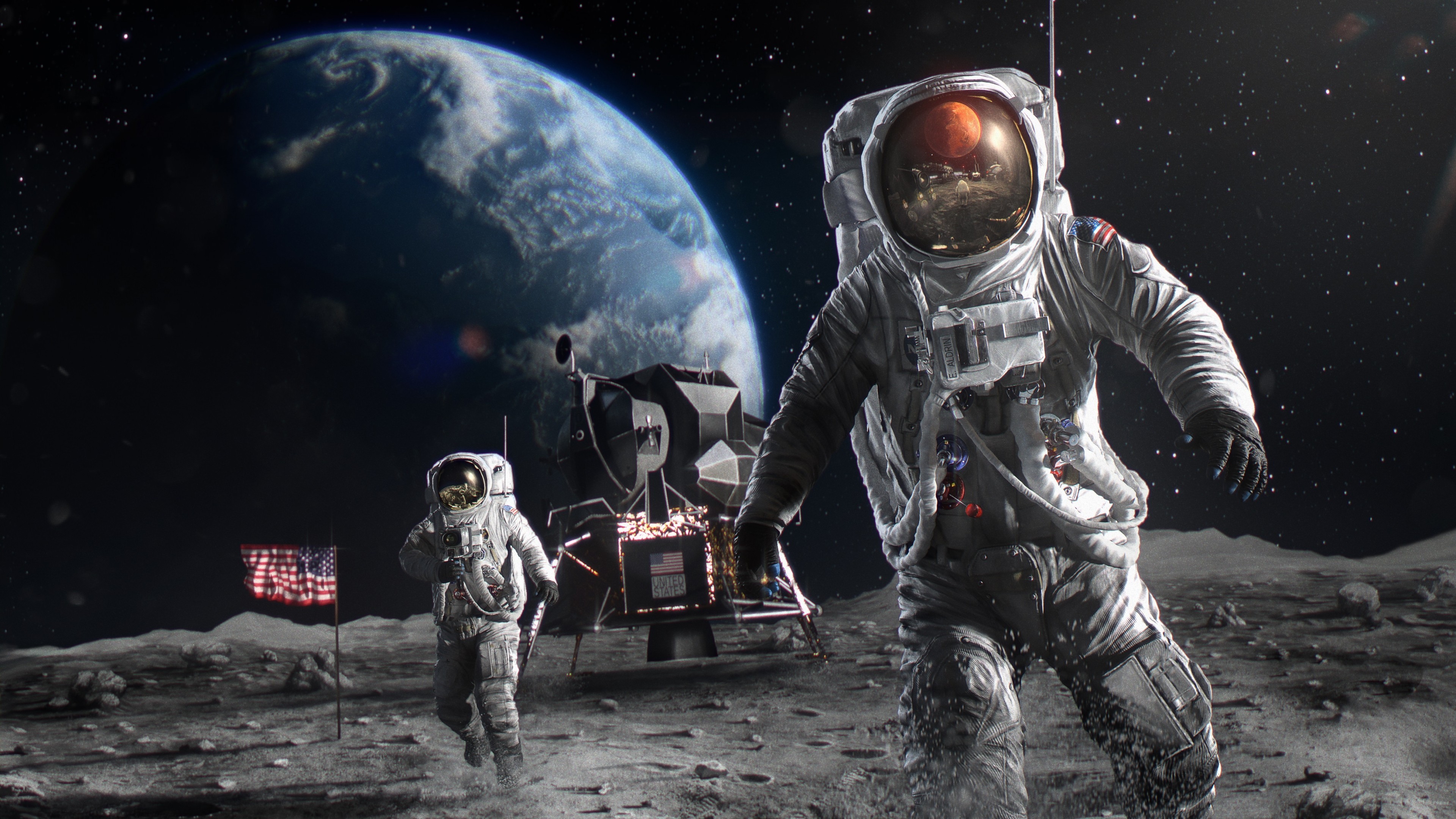 Astronauts, Nasa, Earth, Moon Landing - Astronaut Hd Background - HD Wallpaper 