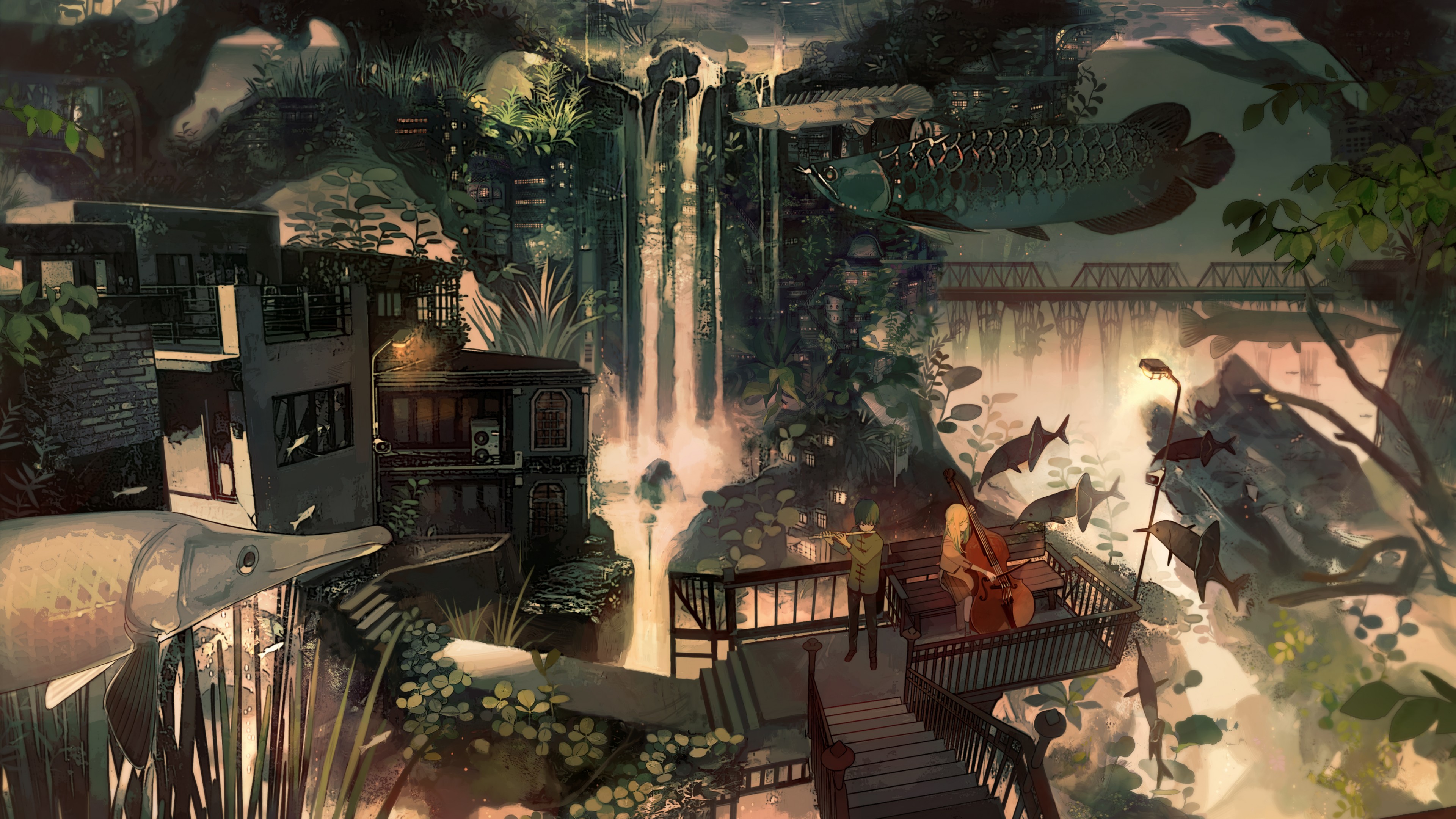 4k Wallpaper Anime City - HD Wallpaper 