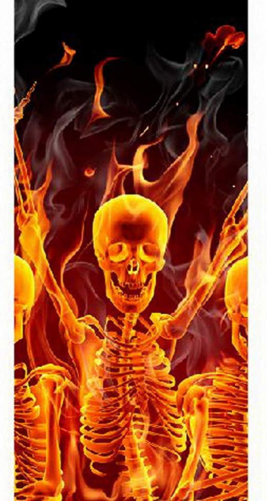 Mtcyzm 3d Door Sticker 2 Panels Fire Skull Picture - Dancing Flaming Skeleton - HD Wallpaper 