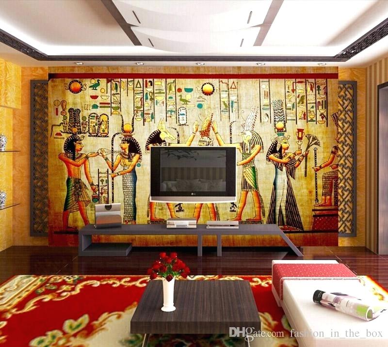 Wallpaper Office Vintage Photo Wallpaper Wall Murals - Egyption Design On Wall - HD Wallpaper 