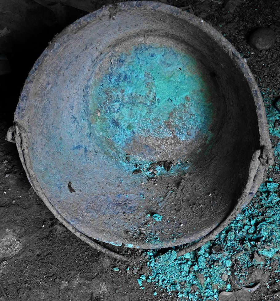 Cube, Zinc, Copper Sulfate, Blue, Old, Abandoned, Close-up, - HD Wallpaper 