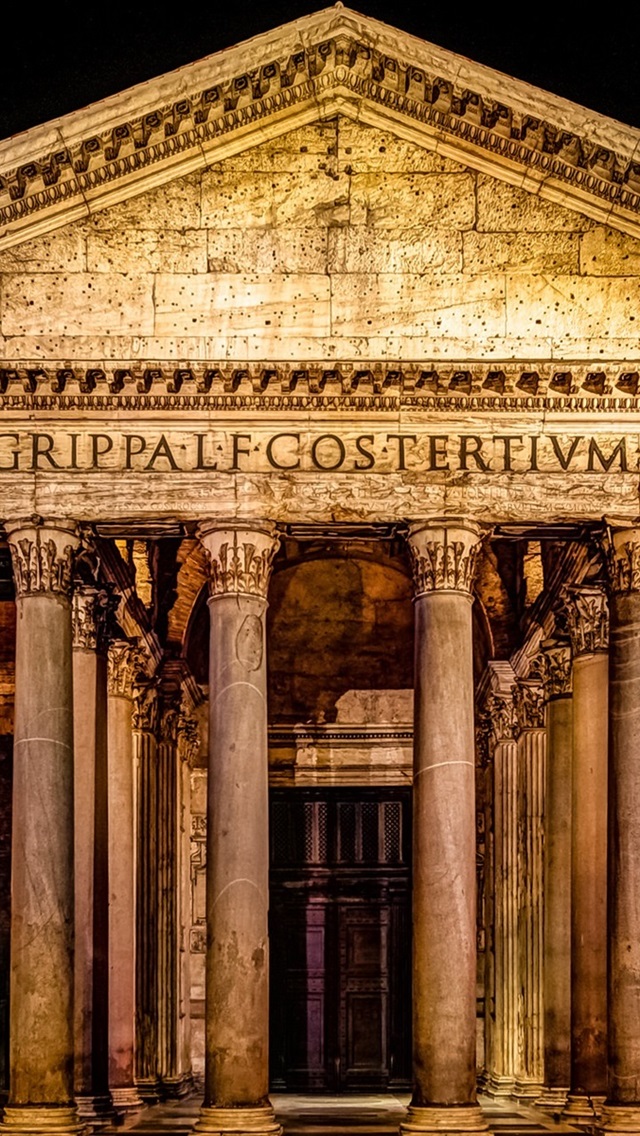 Iphone Wallpaper Rome, Italy, Palace, Night - Pantheon - HD Wallpaper 