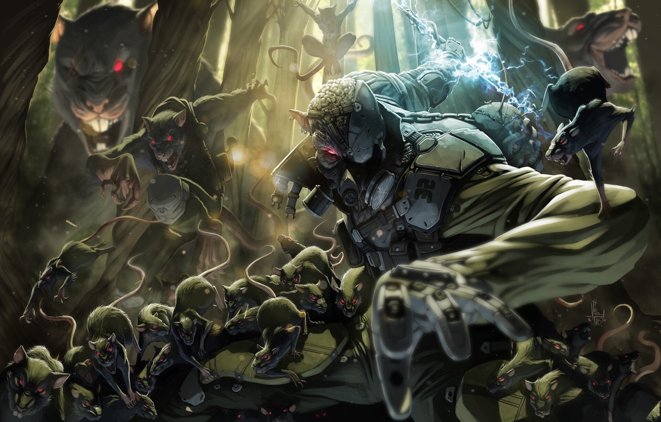 Photo Wallpaper Monster, Animals, Art, A Lot, Fiction, - Rats Art - HD Wallpaper 