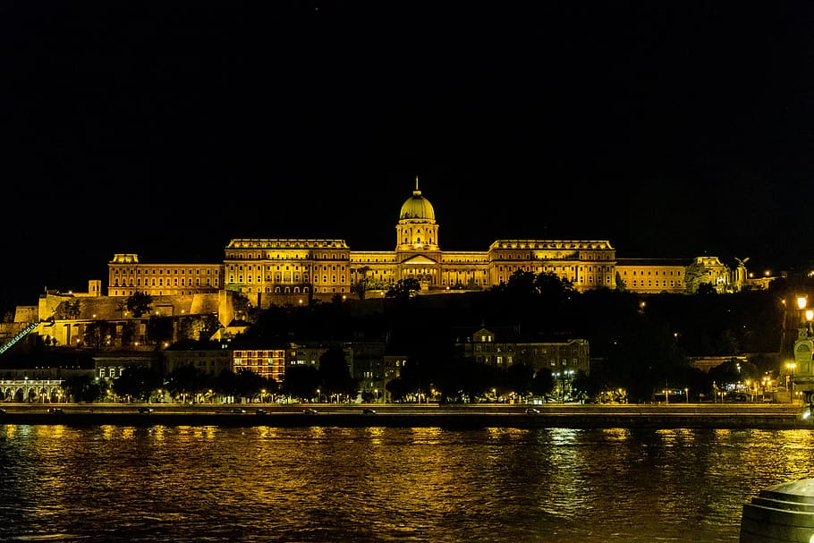 Buda, Castle, Buda Castle, At Night, Budapest, Hungary, - Buda Castle At Night - HD Wallpaper 