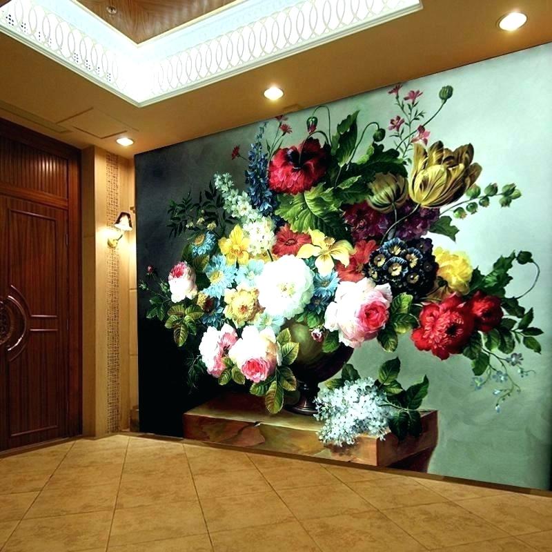 Large Print Floral Wallpaper Flower Backdrop Wall Living - Big Flower Vase Hd - HD Wallpaper 