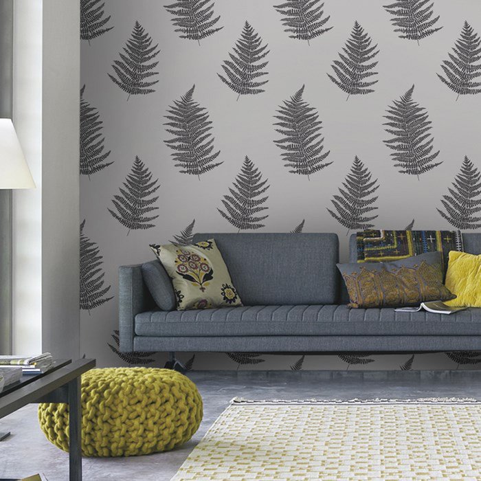 Grey And Mustard Wallpaper On Walls - HD Wallpaper 