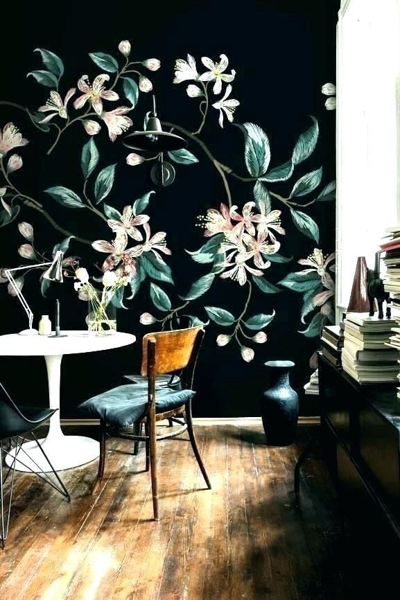 Large Flowers Wallpaper Large Flower Wallpaper Big - Dark Art Deco Interior - HD Wallpaper 