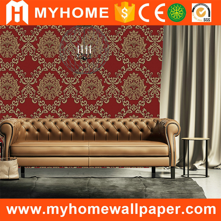 Red Big Damask Floral Islamic Wallpaper For Wall Decoration - Wallpaper - HD Wallpaper 