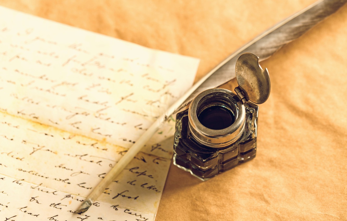 Photo Wallpaper Letter, Paper, Pen, Ink, Inkwell - Writing A Letter In The Past - HD Wallpaper 