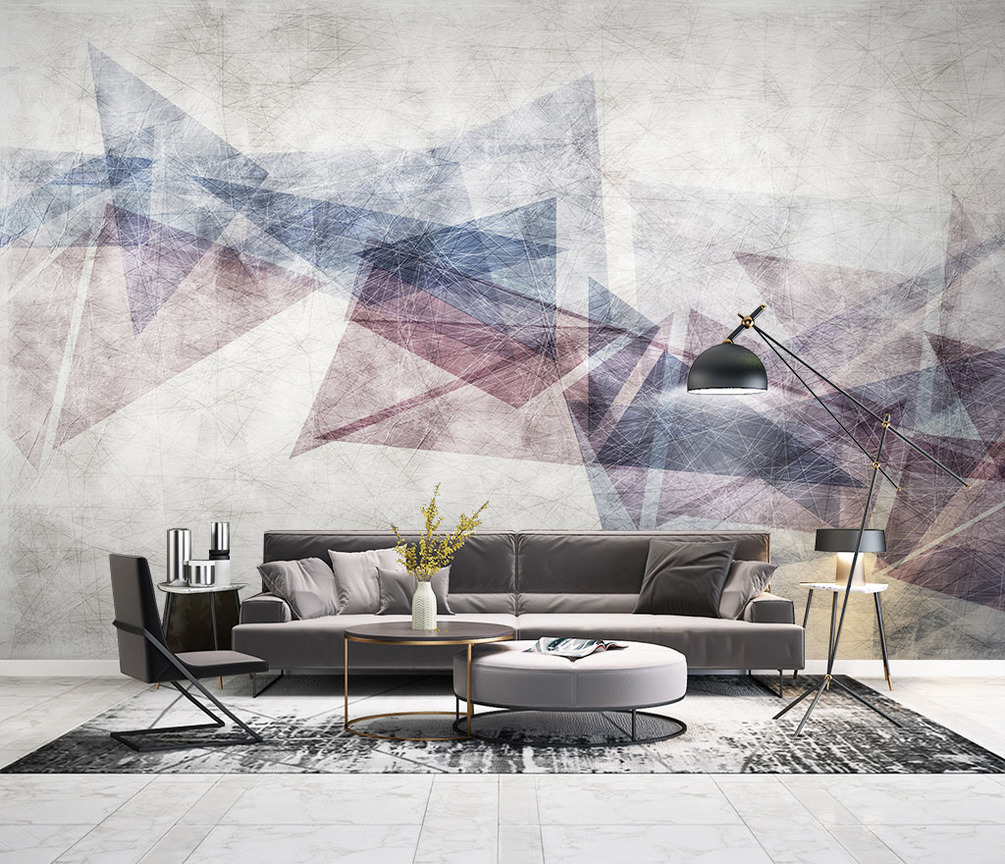 Wall Mural Watercolor Paint, Interior Design And Living - Minimalist Black Living Room - HD Wallpaper 