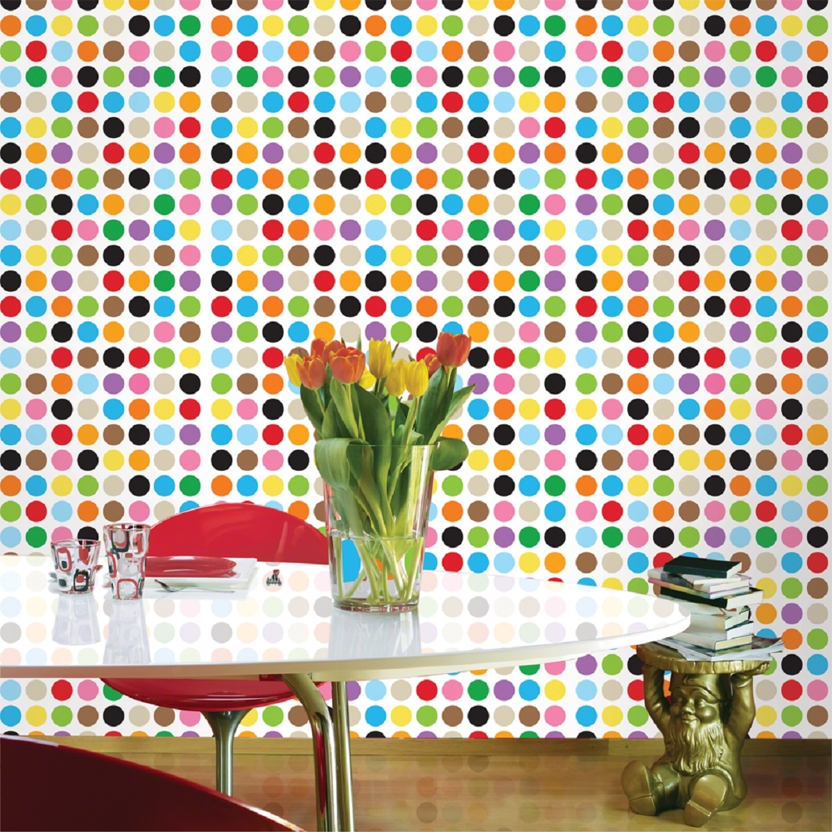 Colorful Pola Dot Patterned Peel And Stick Removable - Dots In Interior Design - HD Wallpaper 