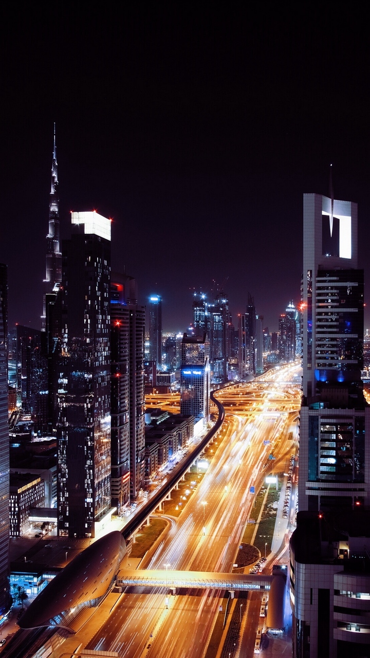 Wallpaper Dubai, United Arab Emirates, Night City - Night City - HD Wallpaper 