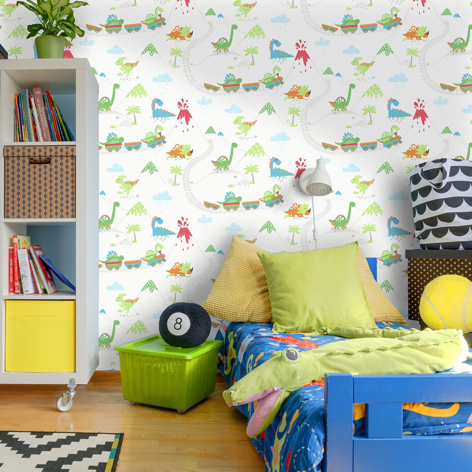 Boys Bedroom Wallpaper Kids Teens Space Camo Football - Dino Town - HD Wallpaper 