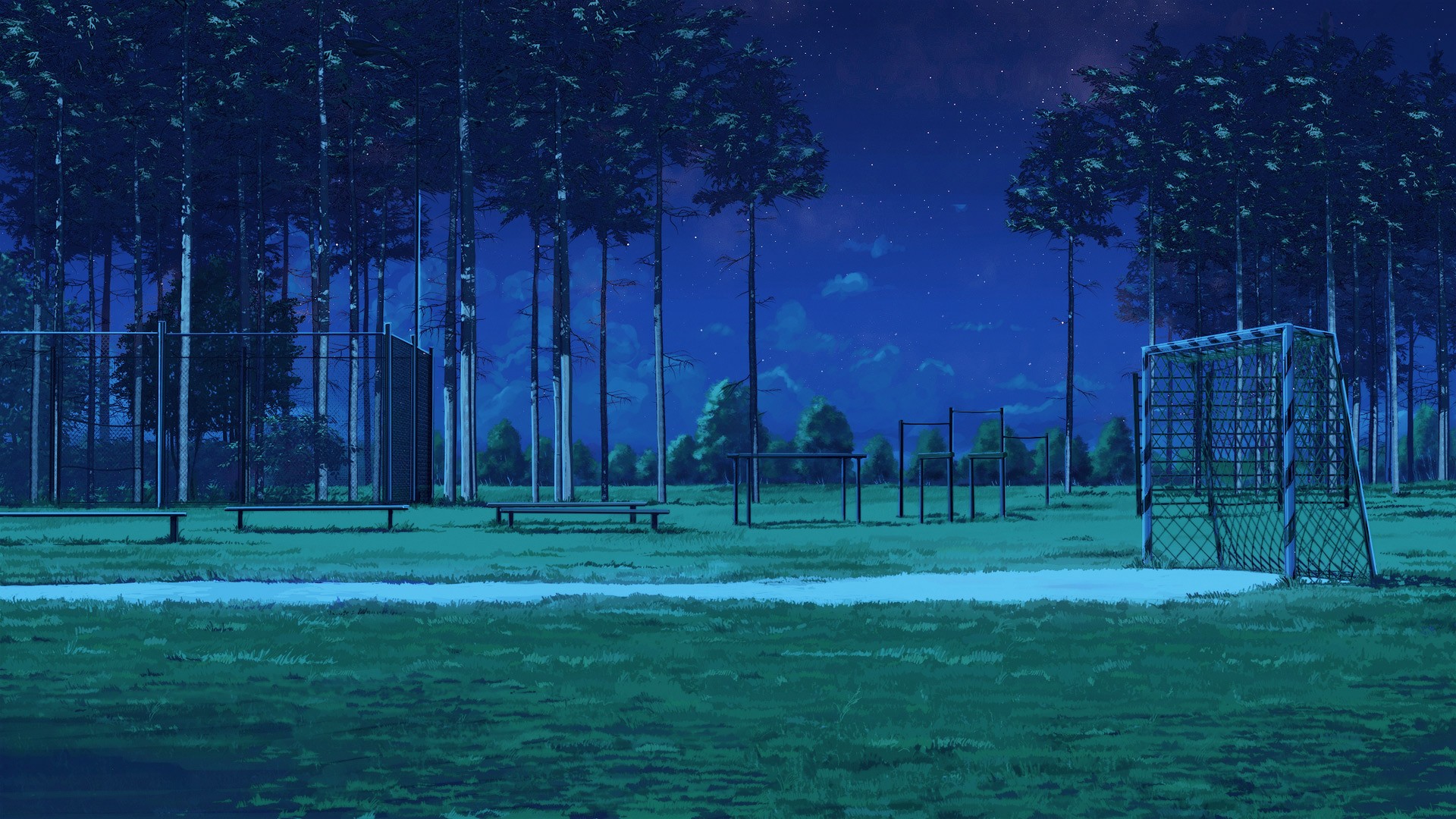 Anime Playground Background Night - HD Wallpaper 