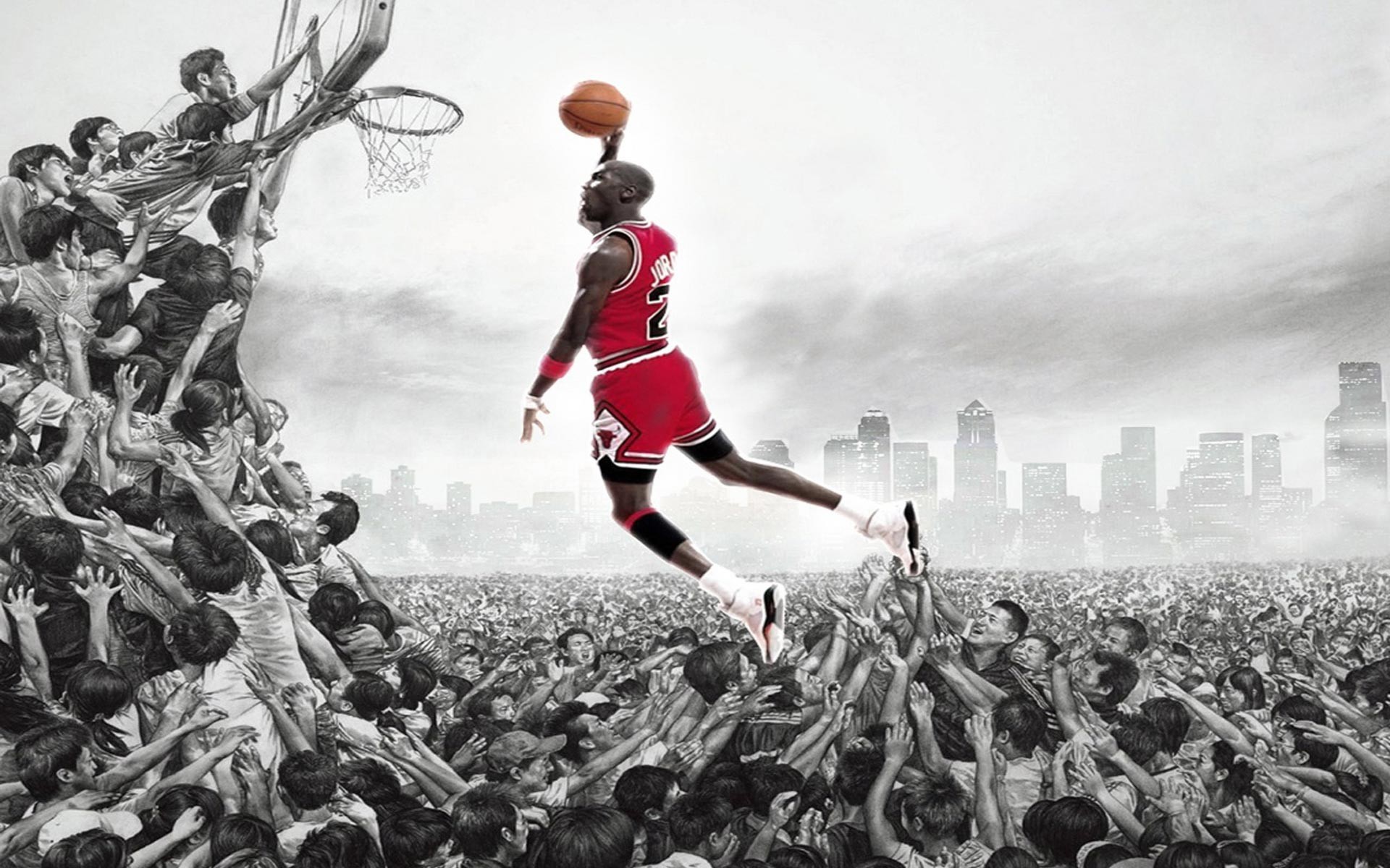 Michael Jordan Hd Wallpapers 9 
 Data Src Crowd Wallpaper - Jordan Wallpaper Dunk - HD Wallpaper 