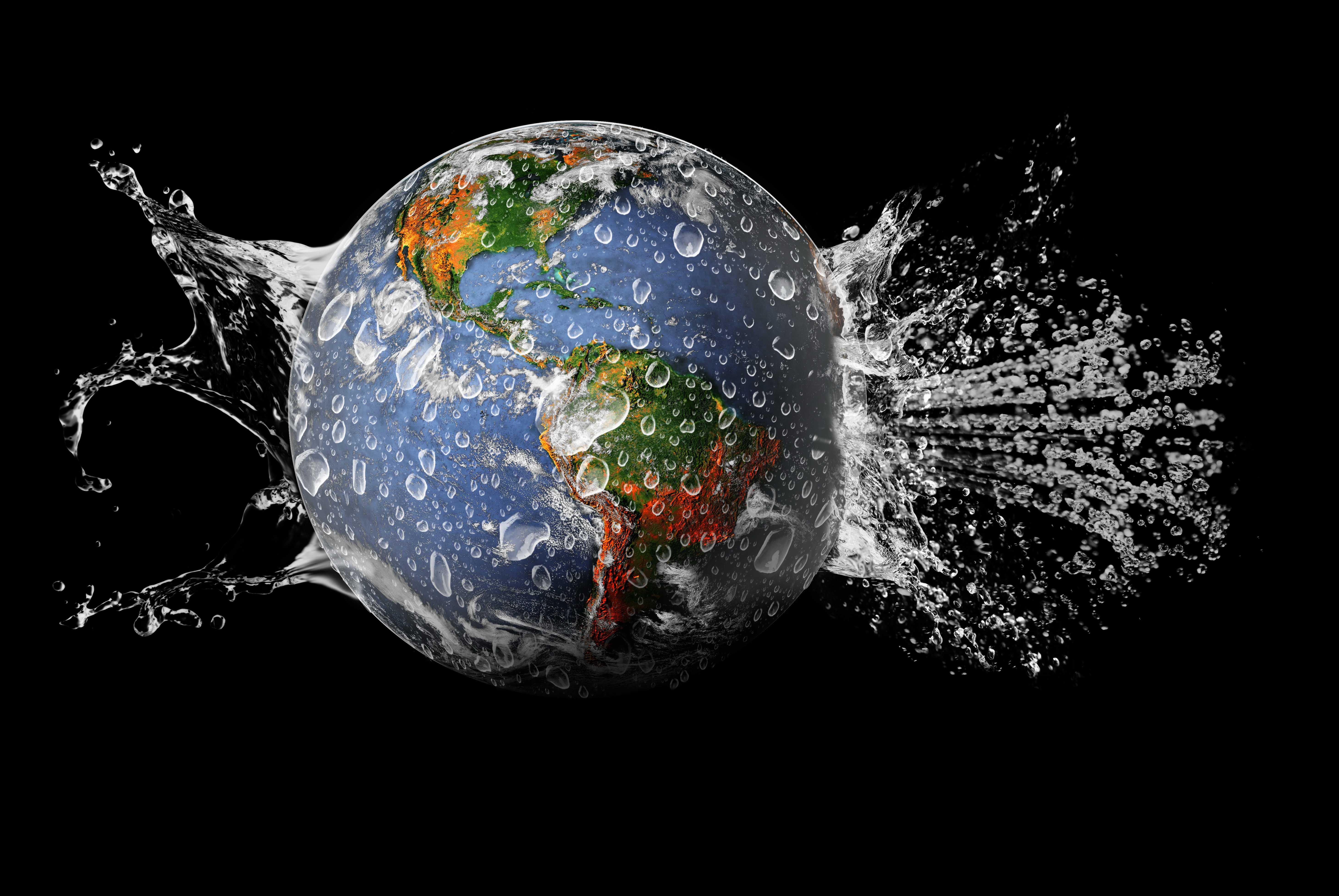 Wallpaper Globe, Earth, Splash, Water - Water And Earth Background - HD Wallpaper 