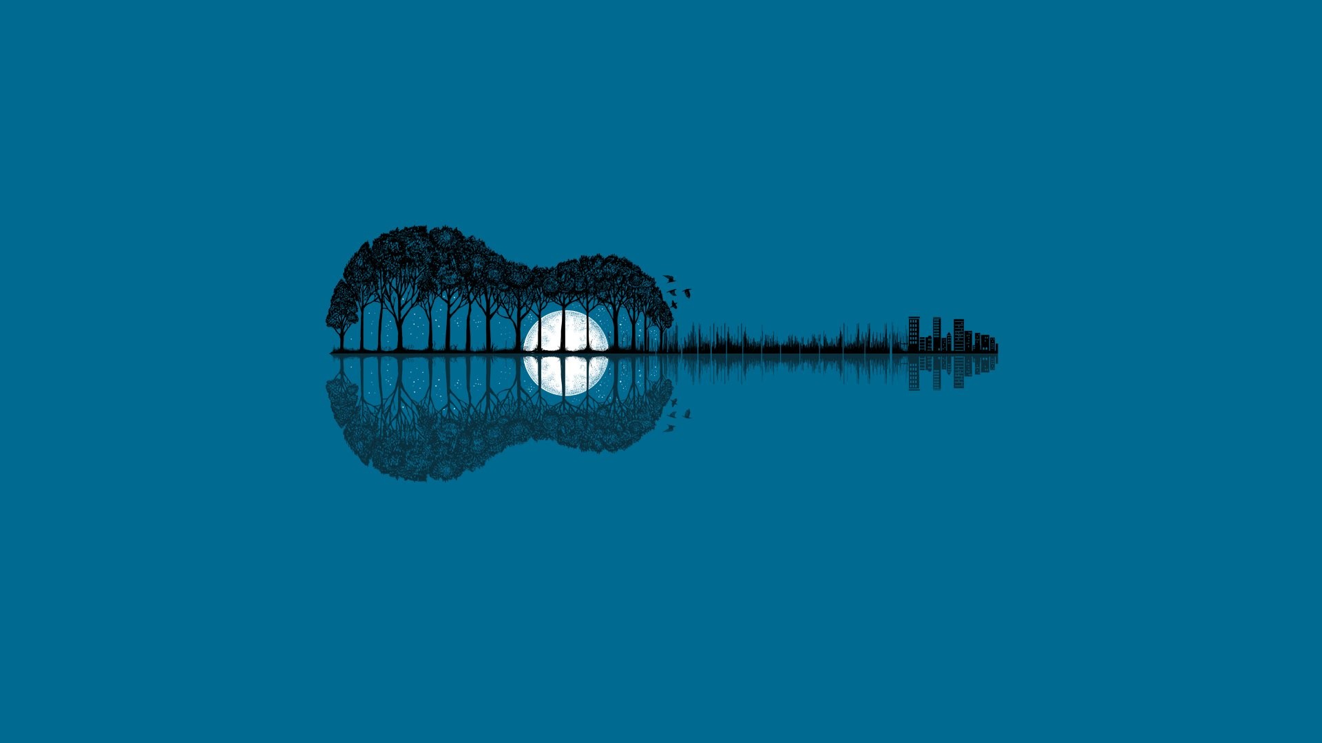 Tree In Guitar Shape - HD Wallpaper 