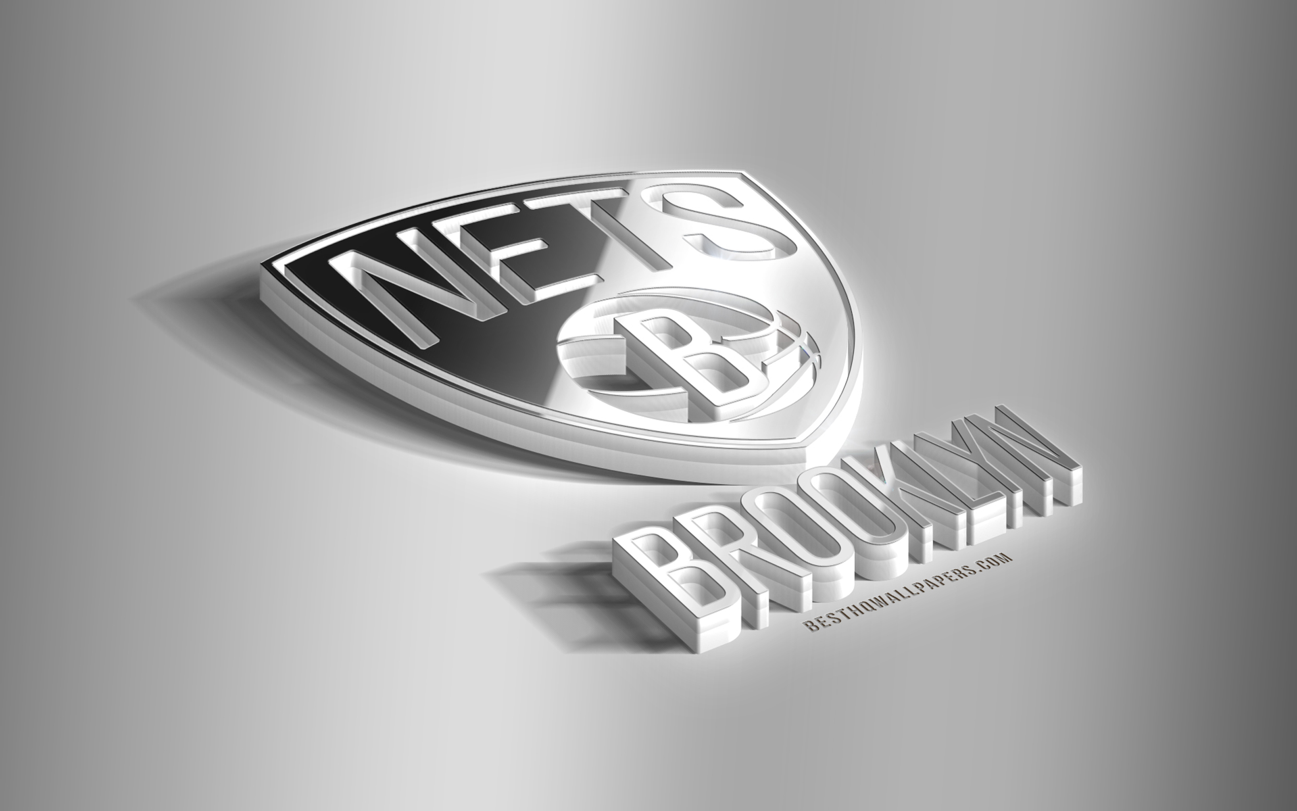 Brooklyn Nets, 3d Steel Logo, American Basketball Club, - Logo De Brooklyn Nets 3d - HD Wallpaper 
