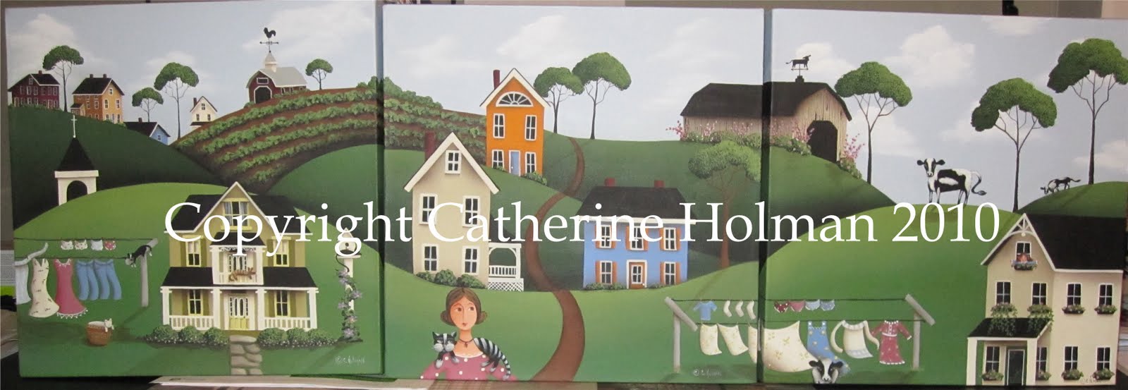 Folk Art Farm Scene - HD Wallpaper 