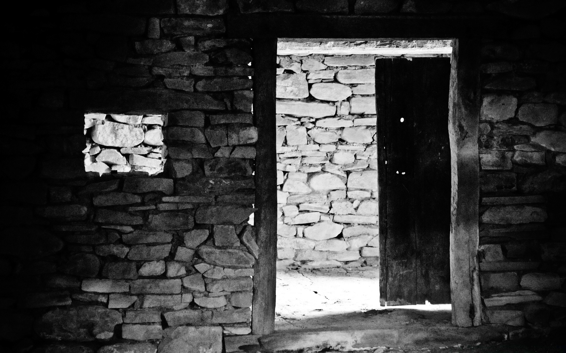 Black And White Abandoned Wall Old Window Brick House - Microsoft Surface - HD Wallpaper 