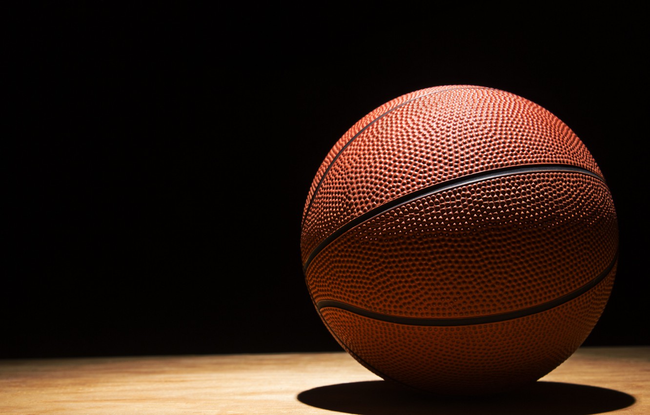 Photo Wallpaper Basketball, Floor, Ball, Shadows - Basketball Ball Closeup - HD Wallpaper 