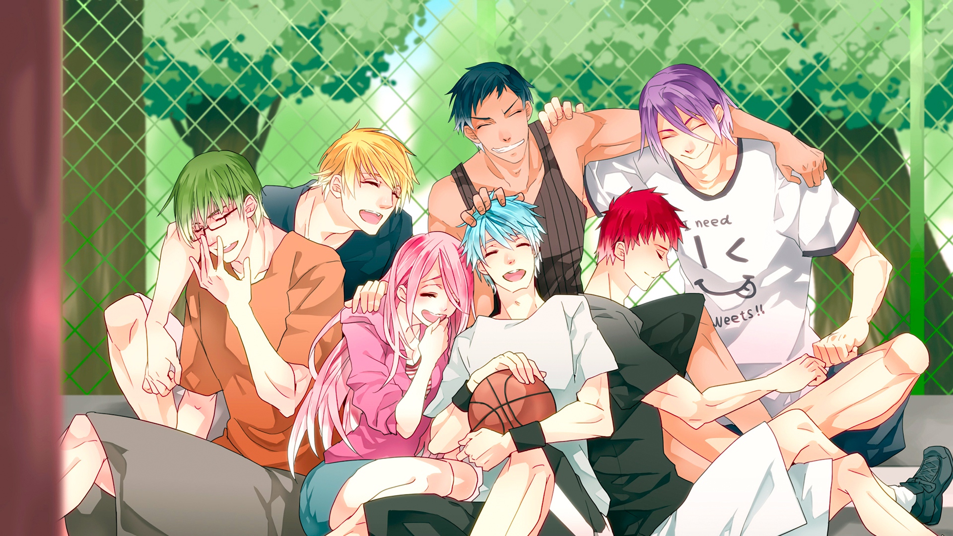 Wallpaper Kuroko No Basket Main Characters Smile - Generation Of Miracles Momoi - HD Wallpaper 