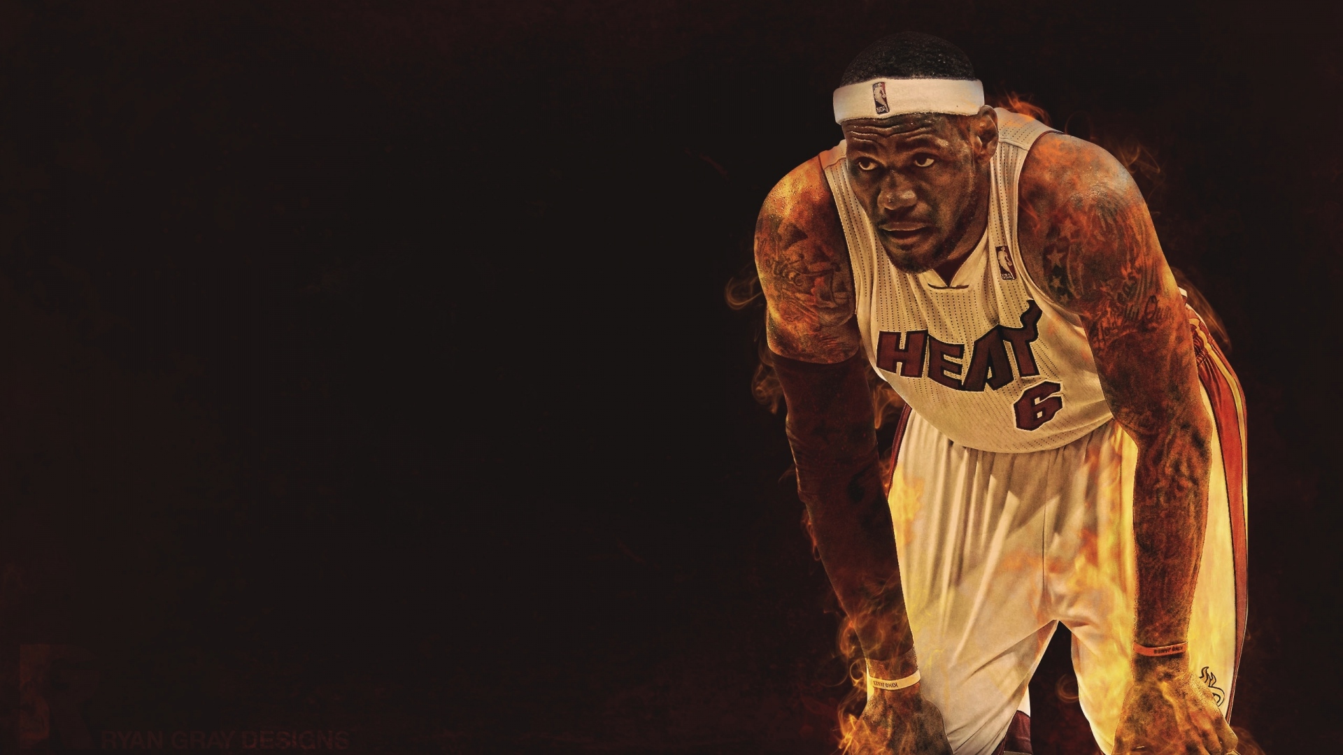 Wallpaper Basketball Fire Abstraction - Lebron Miami Heat Edit - HD Wallpaper 