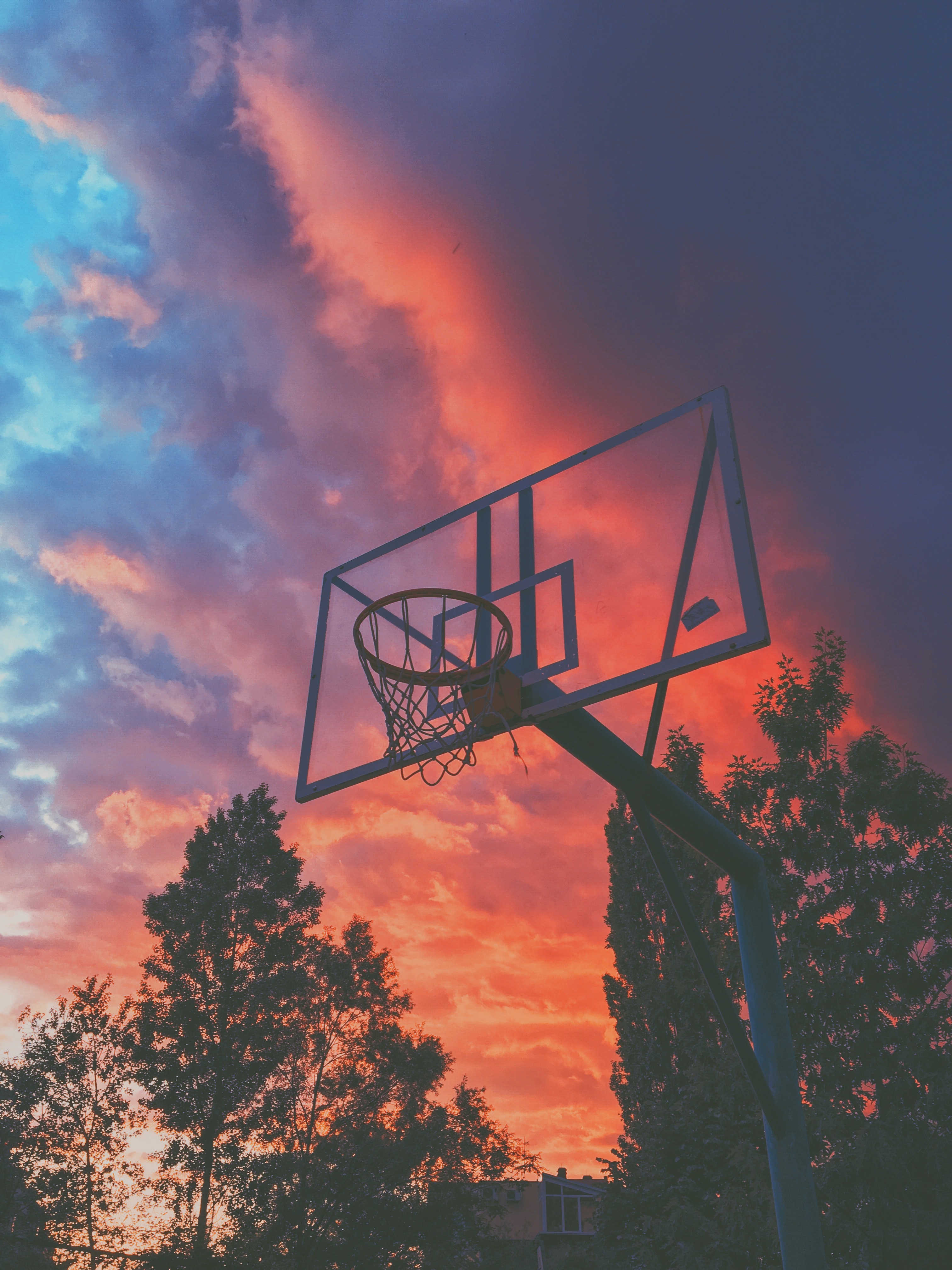 Sunset Basketball Court - HD Wallpaper 