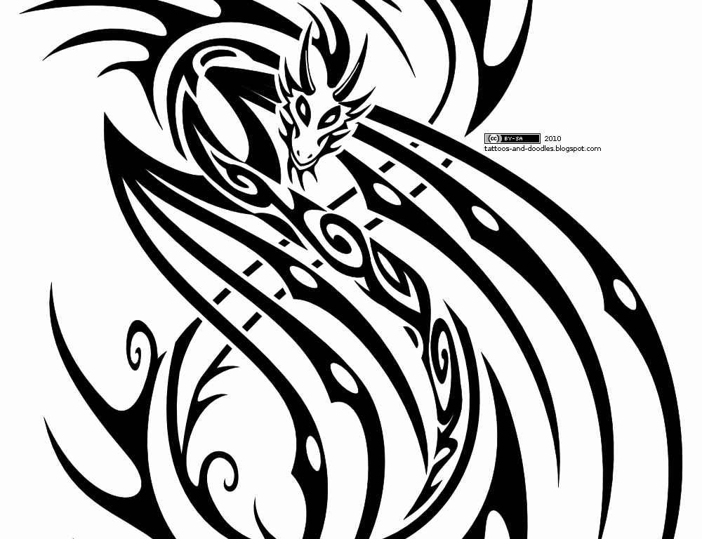 Simple Dragon Tattoo Outline Designs Wallpaper « Free - Tribal Dragon Tattoos Drawing - HD Wallpaper 