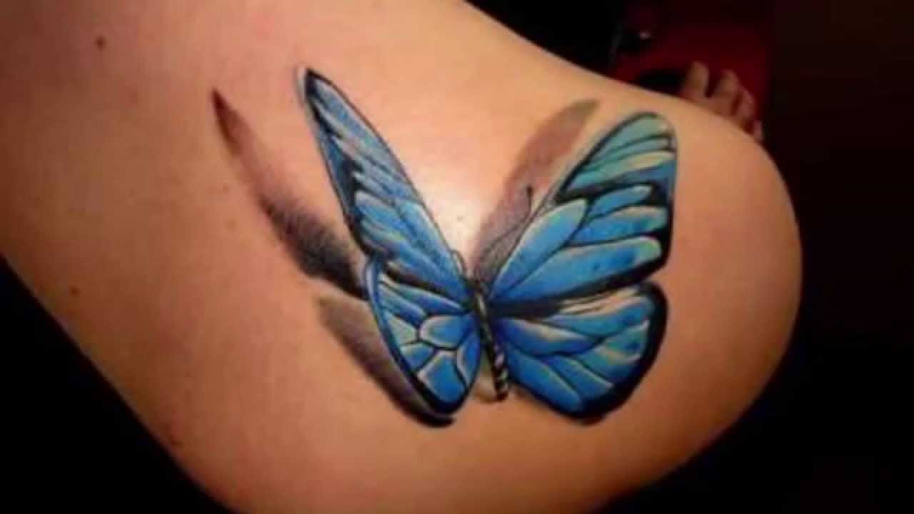 Girls Tattoo - Realistic Butterfly Tattoo - HD Wallpaper 