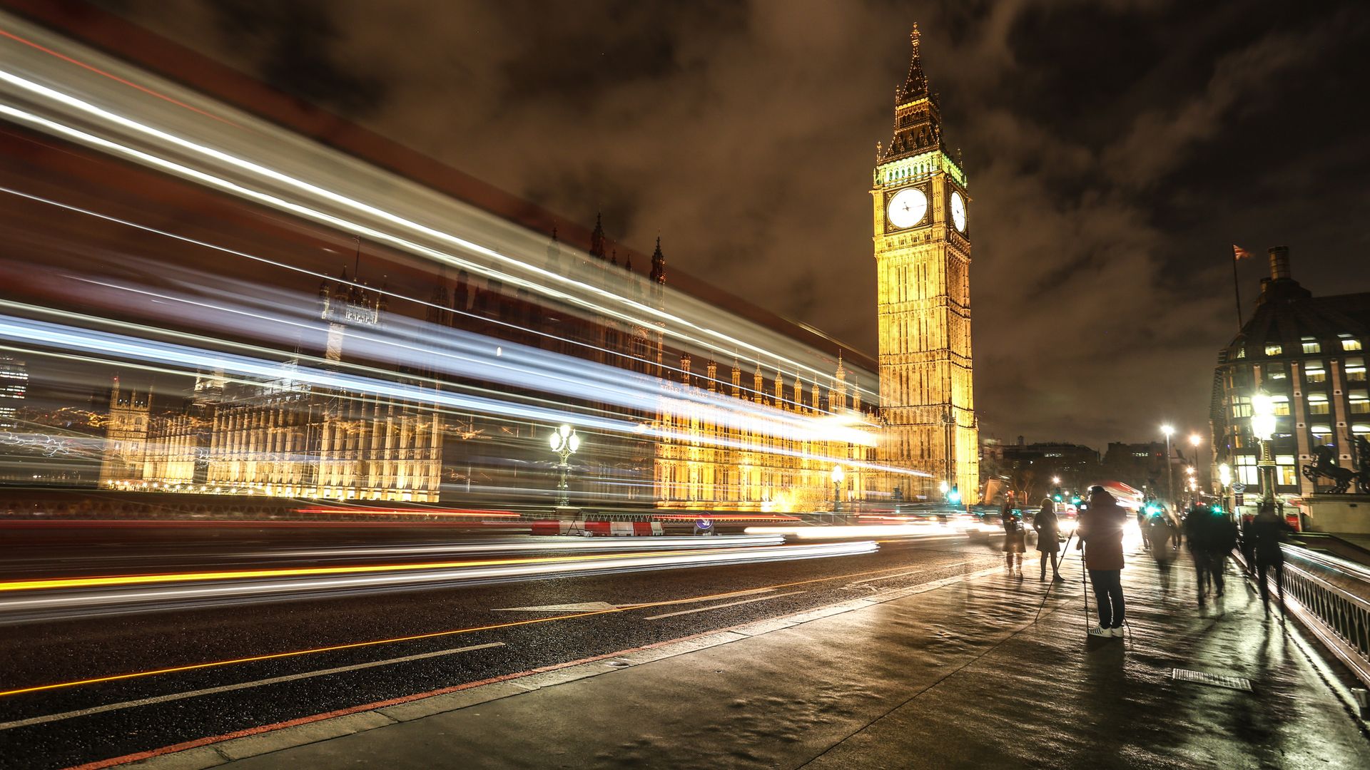 Big Ben Light Trails Night Photo - Big Ben - HD Wallpaper 