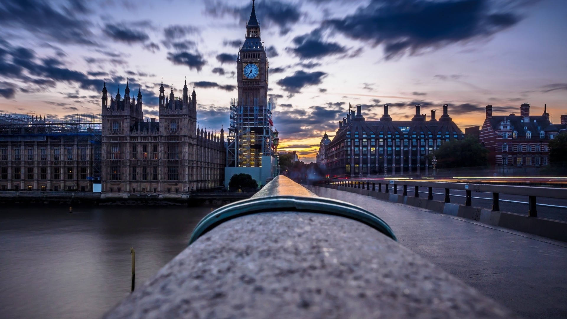 Big Ben, London, England, Bridge, Clouds, Sunset, Dusk - Houses Of Parliament - HD Wallpaper 