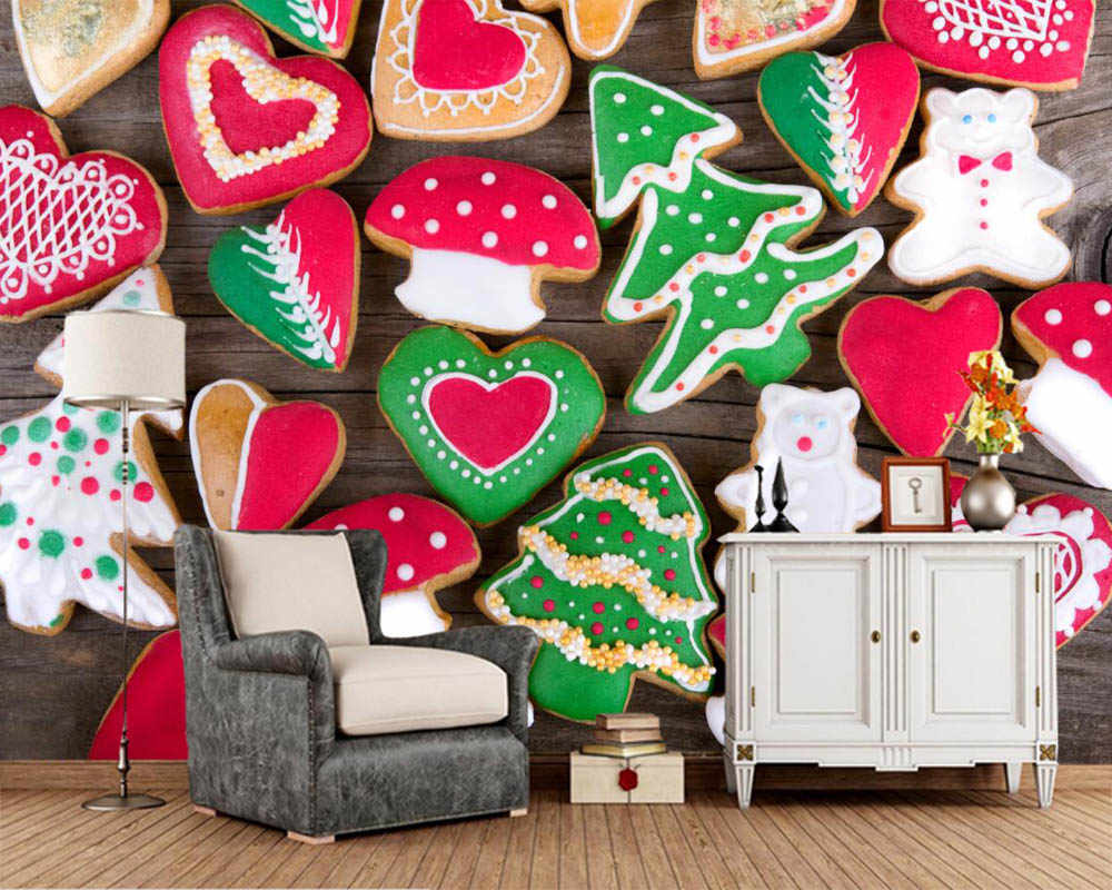 Papel De Pared Christmas Cookies Mushrooms Heart Tree - Galletas De Jengibre Para Navidad - HD Wallpaper 